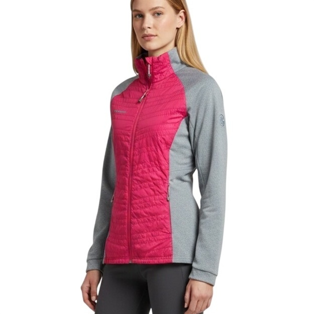 Mammut Womens Hybrid Quilted Jacket Sz M Pink Fitted Hiking Gorpcore Activewear
